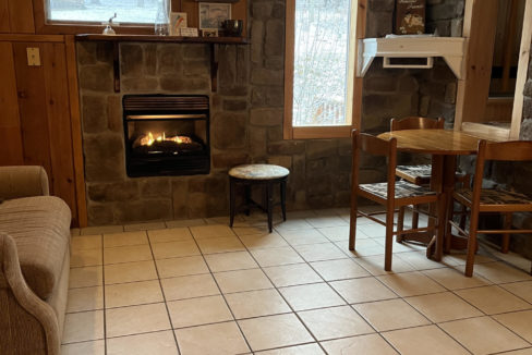 Stone Mountain Chalets Cabin 3 living room tile floor